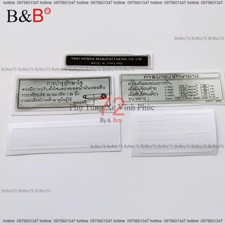 Bộ Tem , nhãn dán thông số dành cho xe Honda Wave Thái