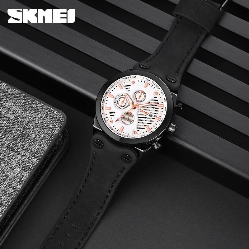 Đồng Hồ Quartz Dây Da Chống Thấm Nước SKMEI