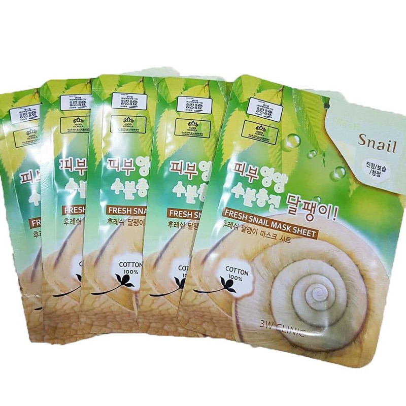 Mặt nạ chiết xuất từ dịch nhầy ốc sên 3W CLINIC FRESH SNAIL MASK SHEET