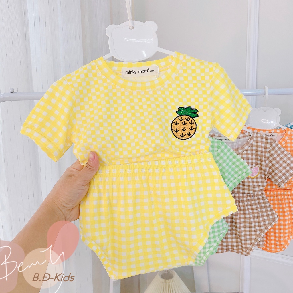 *𝔽𝕣𝕖𝕖 𝕊𝕙𝕚𝕡*Bộ Cộc Chip Sơ Sinh Chất Thun Lạnh Hàng Minky Mom Sọc Thêu Trái Cây Siêu Cưng Cho Bé Trai ,Bé Gái