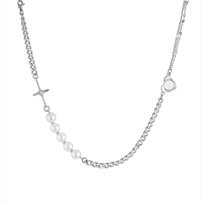 Vòng cổ Chuỗi Ngọc Trai Phong Cách hip hop Thời Trang Cho Nam Và Nữ