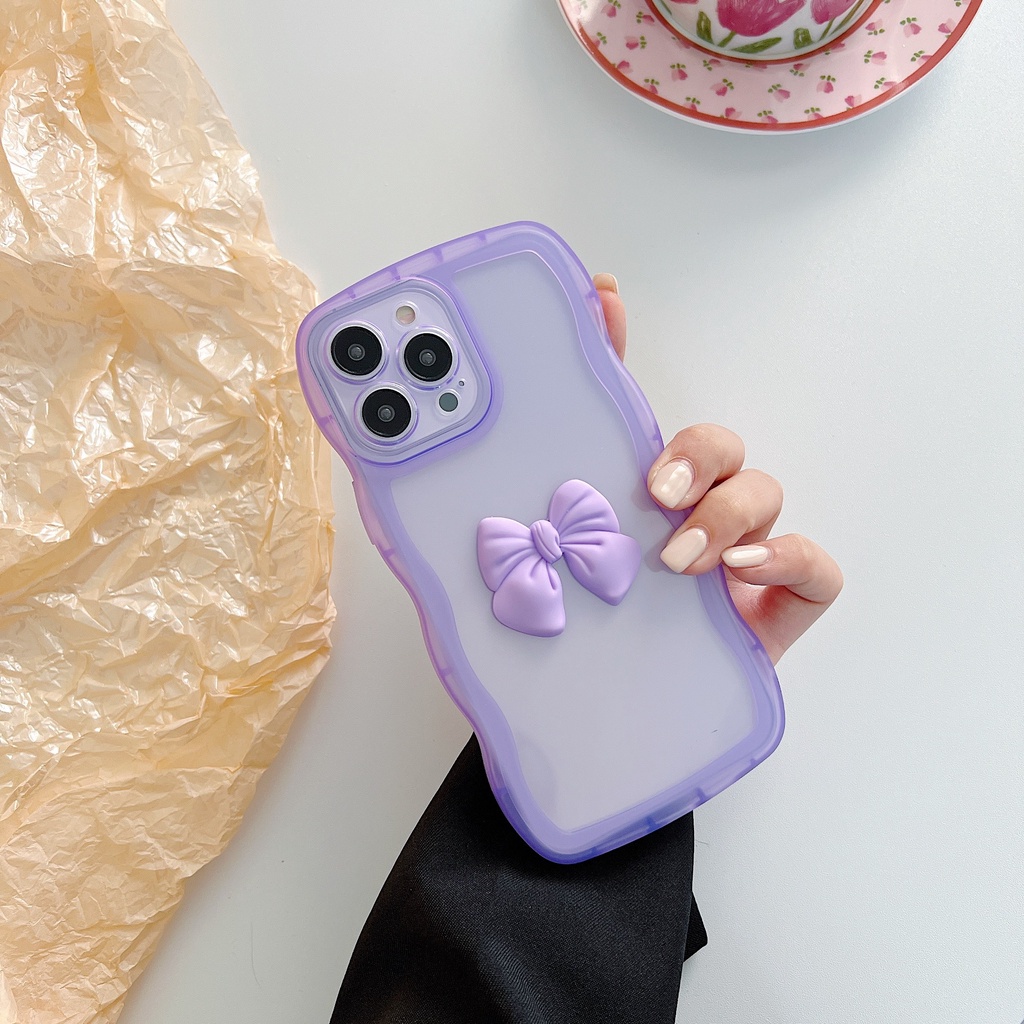 Ốp Điện Thoại Mềm Trong Suốt Chống Sốc Màu Kẹo Có Nơ Cho 7 8 SE 2020 7P 8P X Xs XR Xs max 11 12 13 Pro 11 12 13 Pro max