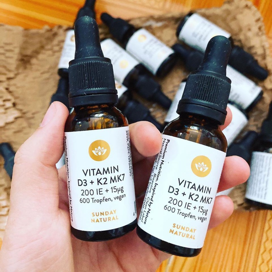 Vitamin D3 K2 Mk7 Sunday Natural 20ml Đức - Giúp trẻ phát triển chiều cao.