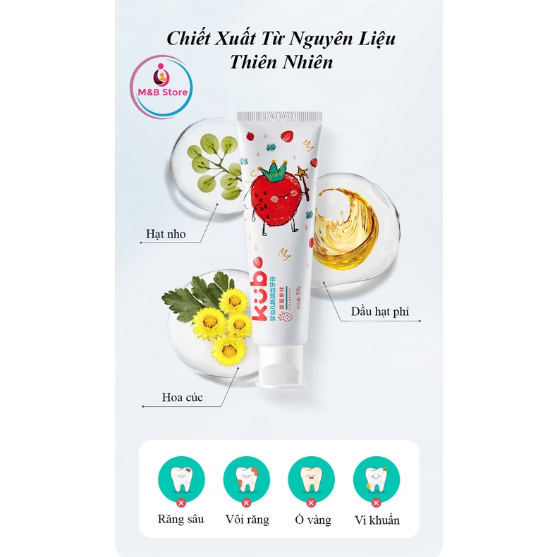 Kem Đánh Răng Cho Bé, Flo Thấp 0.05%, Tuýp 50g - KUB