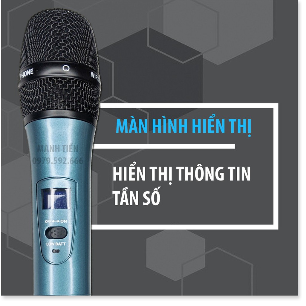 [Hình thật shop chụp] Micro không dây MT 990 loại 4 râu chống hú hát karaoke gia đình có màn hình led chính hãng giá rẻ