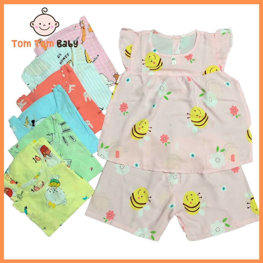 COMBO 5 bộ Quần áo Tole, lanh BÉ GÁI | Mẫu Cánh Tiên cài nút sau | Size 1-14 cho bé 4-36kg | đồ bộ bé gái,quần áo trẻ em