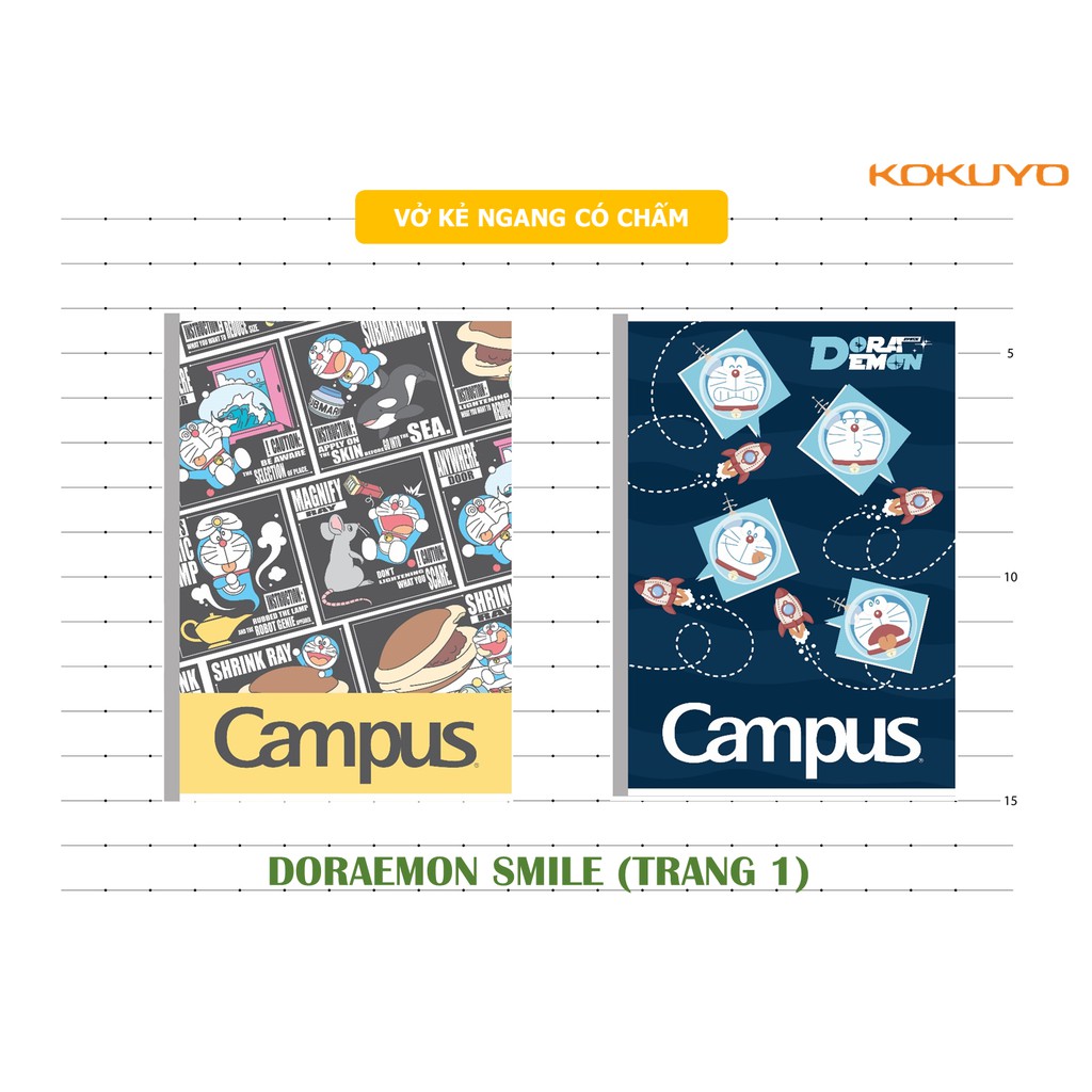 Vở CAMPUS kẻ ngang 80,120, 200 tr DORAEMON, tập kẻ ngang DORAEMON - Soleil Shop