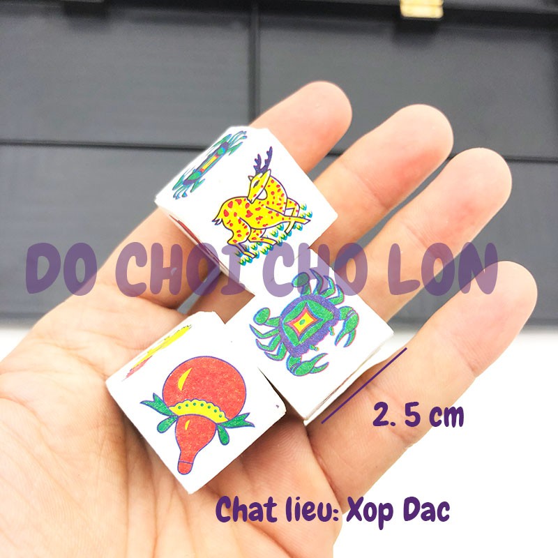 Trò chơi ngày tết BÀN cờ lắc bầu cua cá cọp xúc xắc bằng xốp SIZE 44x43 cm