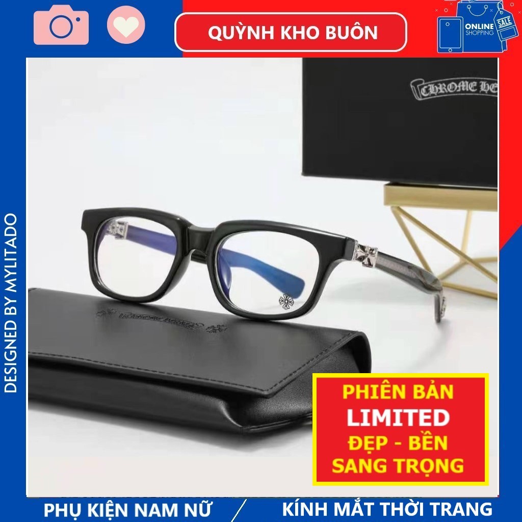 Kính mát nam nữ THANH LÝ Lỗi nhỏ NXS Hàng Hiệu Chrome Heart vuông xuất xịn , gọng chân cốt kim loại bền đẹp THANH LÝ