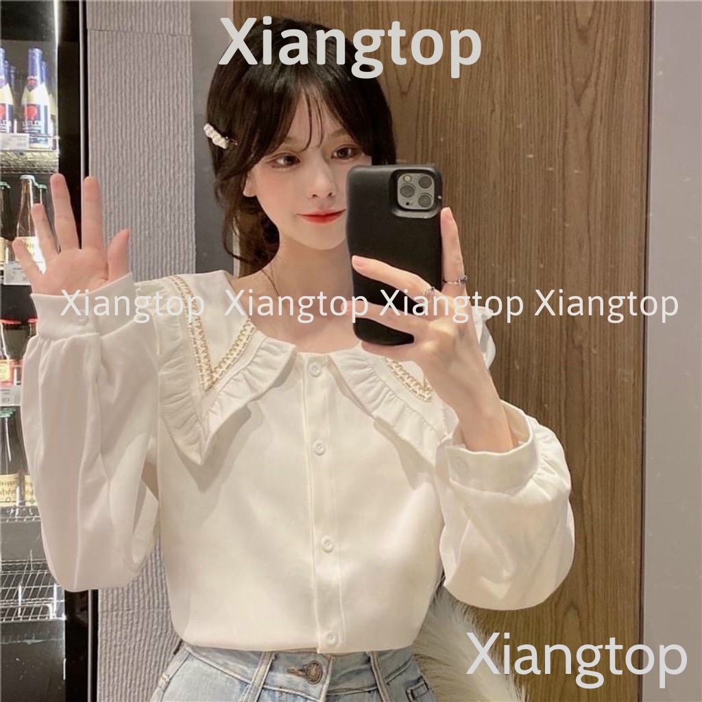 Áo sơ mi nữ cổ bèo , áo babydoll tay bèo tiểu thư hàng QCCC loại 1 A00011 kaca aosomicongsothietke