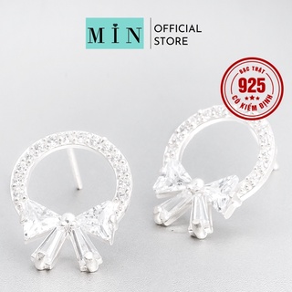 (Clip + Ảnh thật) Khuyên tai bạc hình nơ đính đá Little Bow