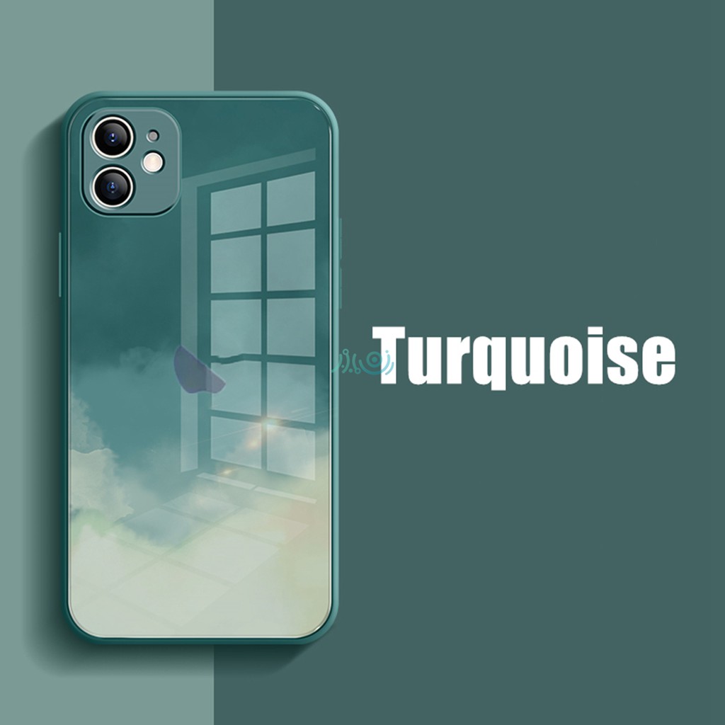 Ốp điện thoại silicone mặt kính cường lực màu nước thích hợp cho iPhone 6 6s 7 8 plus SE 2020 X XS MAX XR 11 pro