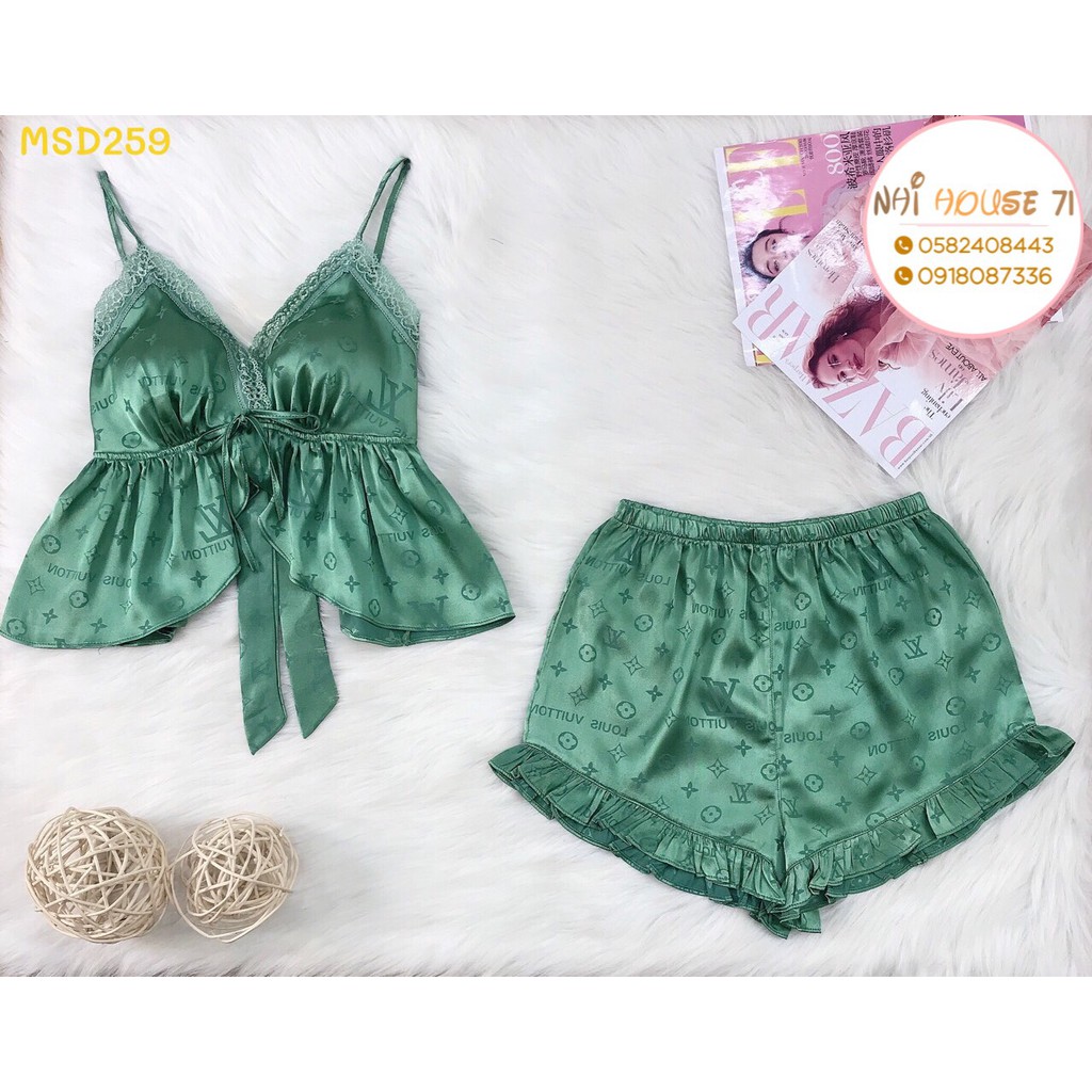 [FREESHIP 50K] Bộ Ngủ Ren NHISTORE Quần Ngắn Bèo  Áo Cúp Ngực Sexy Cột Nơ Freesize Dưới 57kg | BigBuy360 - bigbuy360.vn