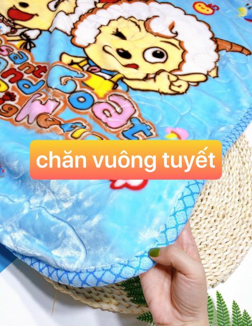 Chăn nhung vuông 2 mặt kt 100x95cm loại dày dặn đẹp, siêu bền dùng cho bé sơ sinh