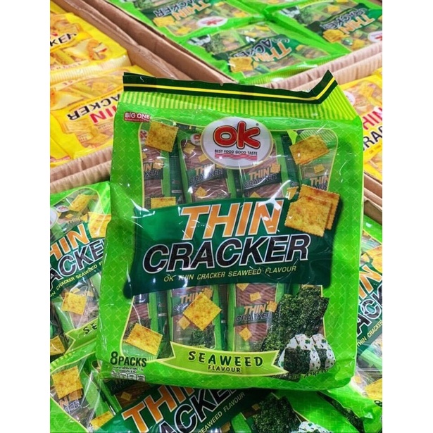 01 Bịch Bánh Quy OK THIN CRACKER Có 8 Gói Nhỏ Thái Lan