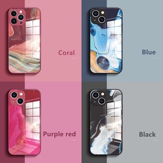 Ốp điện thoại mặt kính cường lực họa tiết màu nước loang thích hợp cho IPHONE 11 12 13 PRO X XS MAX