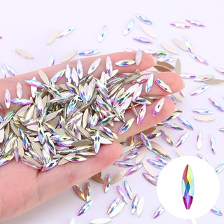 Miếng dán trang trí móng tay bằng đá Rhinestones đáy phẳng kim cương pha lê sáng bóng hình thoi mắt ngựa giọt nước bộ hỗn hợp 50/100 PCS