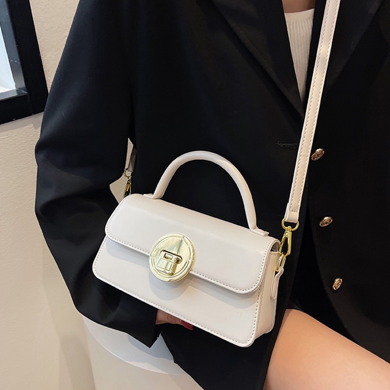 IELGY Túi Đeo Chéo Dáng Vuông Nhỏ Màu Đen Có Khóa Thời Trang Cho Nữ