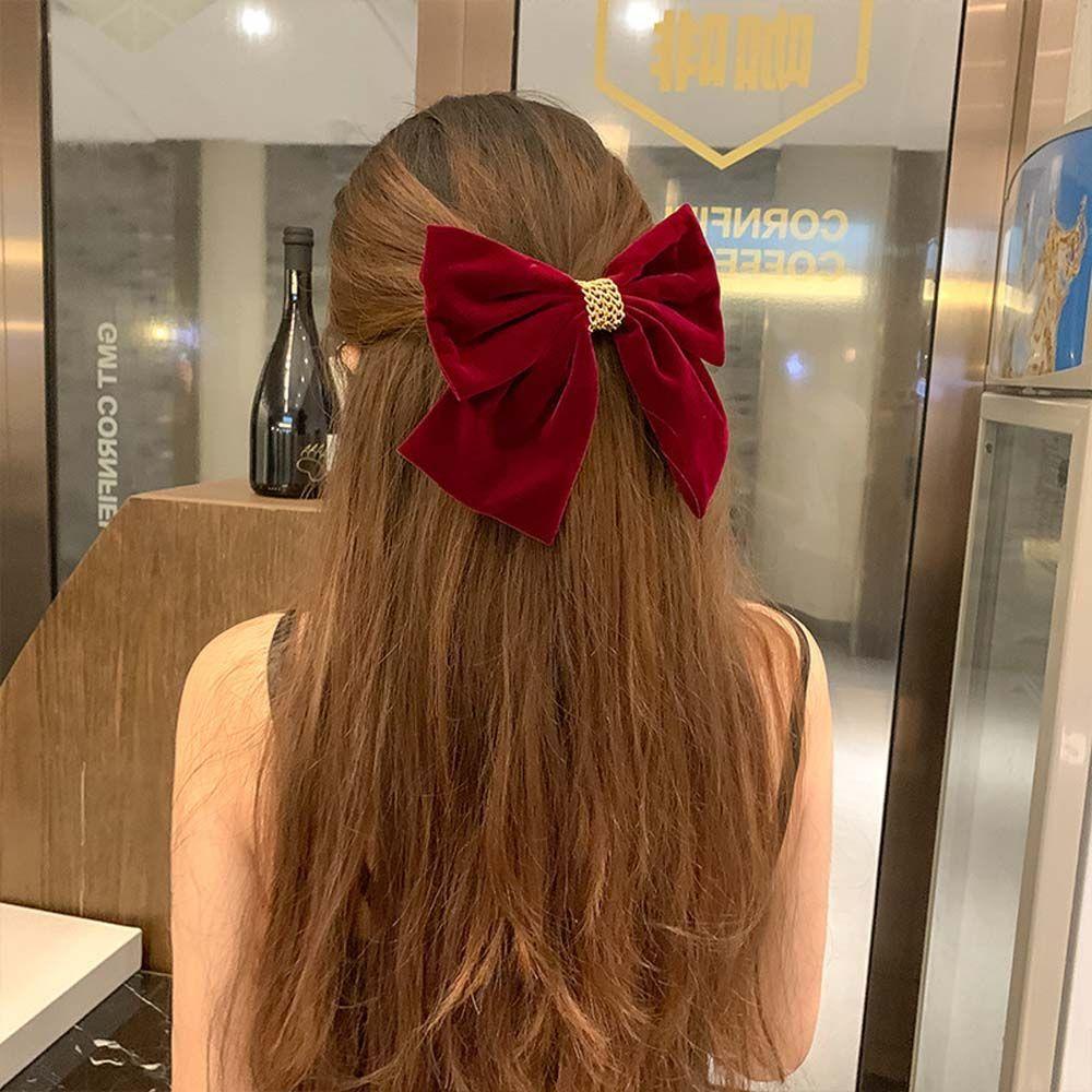 Kẹp Tóc Nơ Bằng Nhung Handmade Kích Thước Lớn Dành Cho Nữ