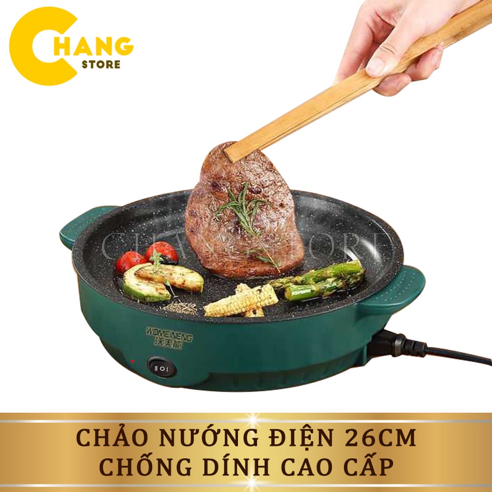 Chảo Nướng Điện Mini Đa Năng 26cm,Chống Dính, Nướng BBQ Hàn Quốc