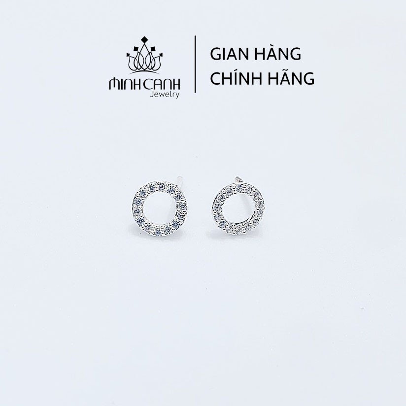 Bông Tai Bạc Viền Tròn Đính Đá - Minh Canh Jewelry