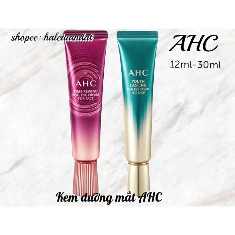 Kem dưỡng mắt  AHC Real Eye Cream For Face 12ml + 30ml xanh -tím