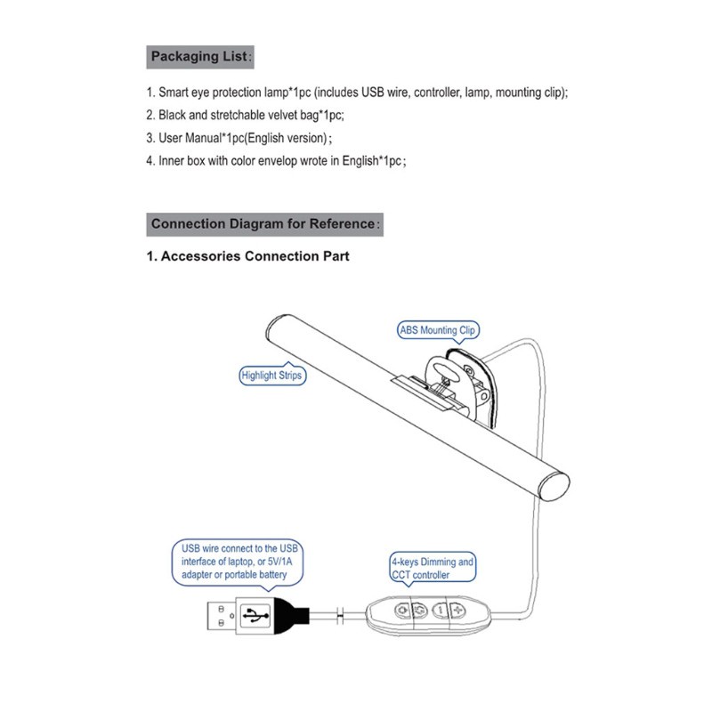 Thanh Đèn LED USB Gắn Màn Hình Máy Tính Có Thể Điều Chỉnh Độ Sáng