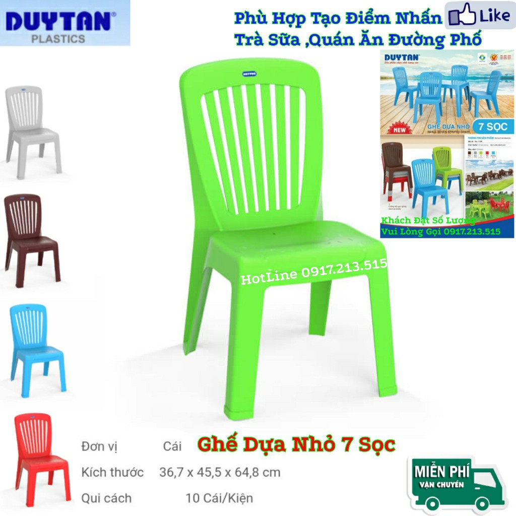 Ghế nhựa duy tân dựa Nhỏ 7 Sọc KT: Ngang 36,7 x Rộng 44 x Cao 64,4 cm