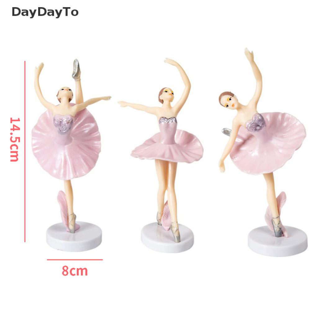 Bộ 3 Phụ Kiện Trang Trí Bánh Kem Hình Bé Gái Múa Ba Lê Dễ Thương