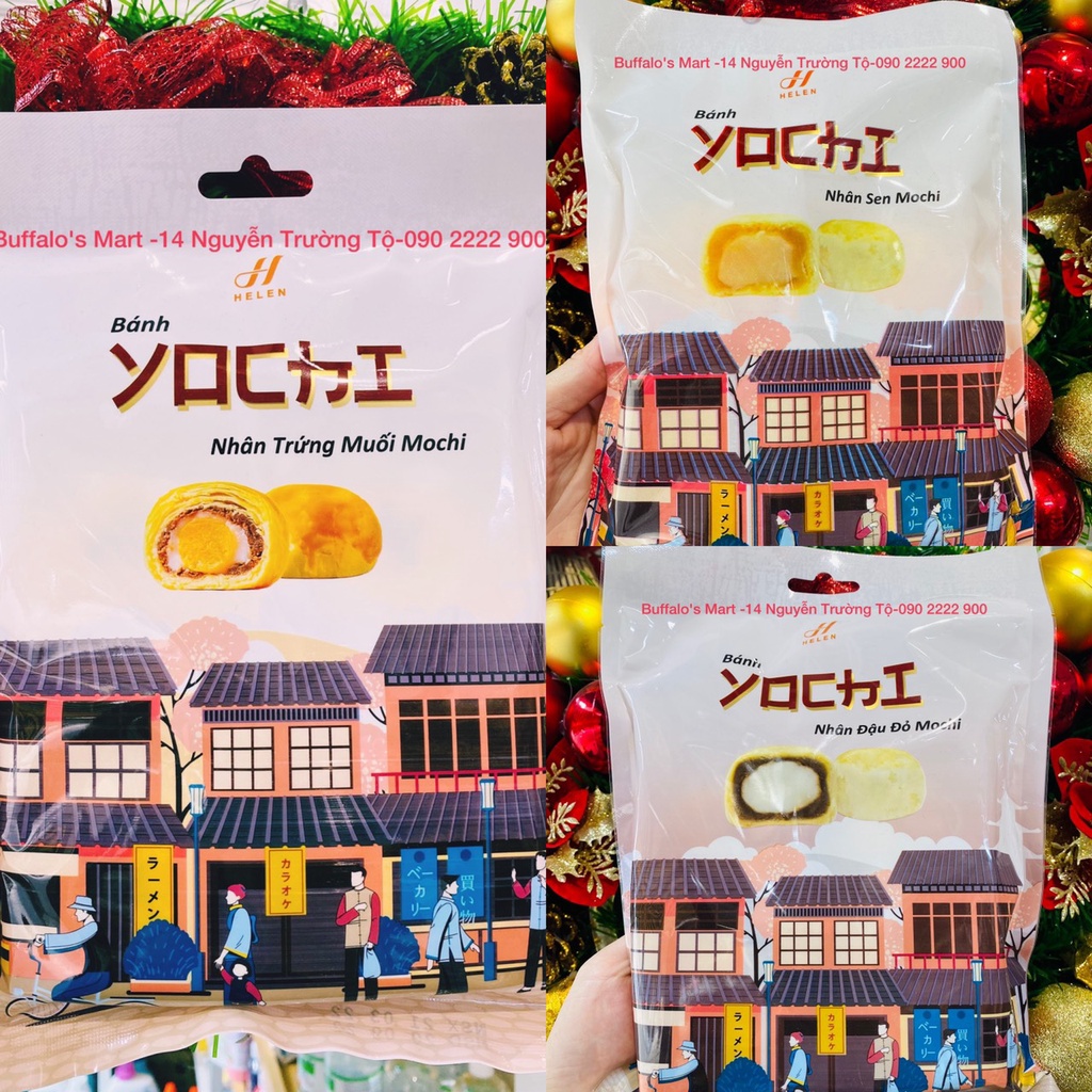 Bánh mochi nhân trứng muối,hạt sen, đậu đỏ Yochi 240G
