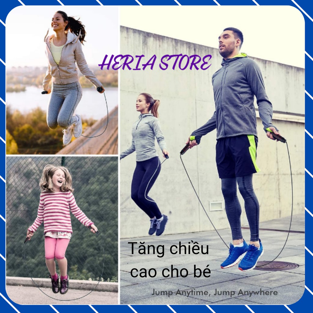 Dây nhảy giảm cân, dây nhảy thể dục tập thể lực thể thao gym lõi thép cao cấp 2.8m Heria Store