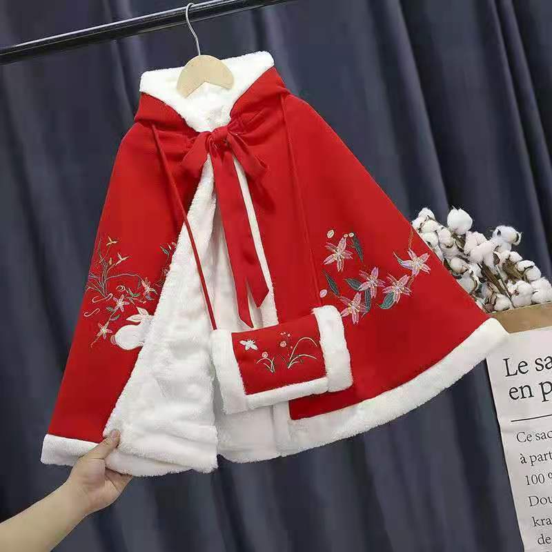 Áo Choàng Vải Lông Dày Ấm Áp Kiểu Hán Phục Năm Mới Thời Trang Mùa Thu Cho Bé Gái | BigBuy360 - bigbuy360.vn