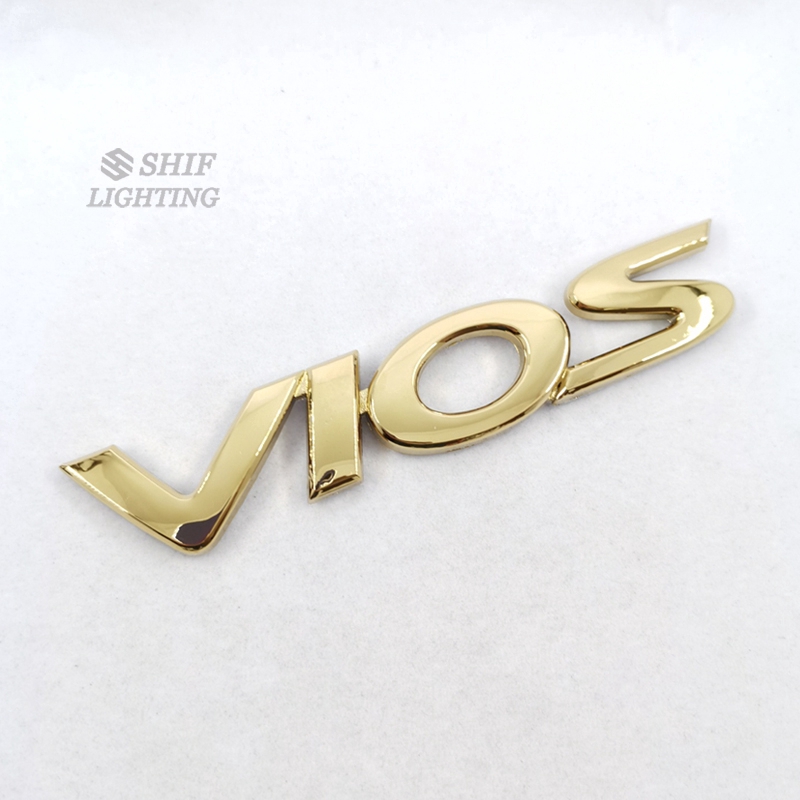 Sticker làm từ ABS màu vàng đồng hình logo chữ VIOS dùng dán trang trí thay thế cho xe hơi TOYOTA