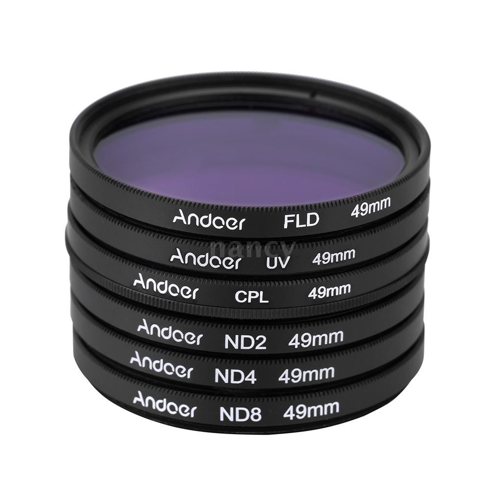 Bộ lọc nhiếp ảnh Andoer 49mm UV+CPL+FLD+ND ND2 ND4 ND8