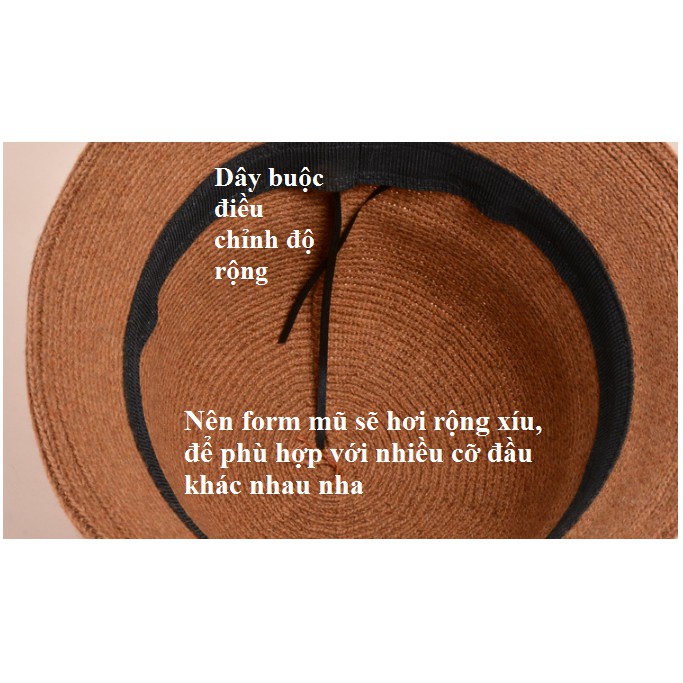 Mũ len bucket dệt kim phong cách Hàn Quốc đựng túi zip