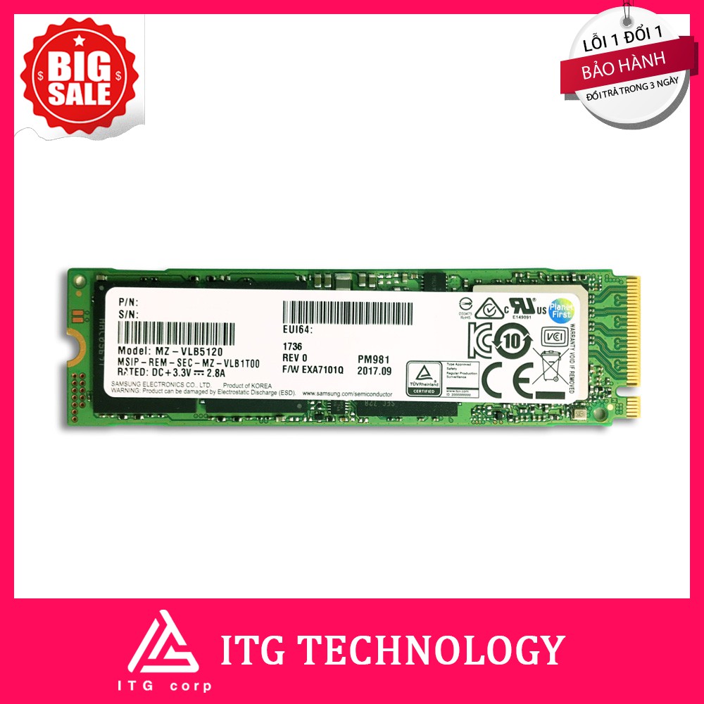 Ổ cứng SSD M2-PCIe 256G-512G-1TB Samsung PM981a NVMe 2280 (OEM Samsung 970 EVO Plus)