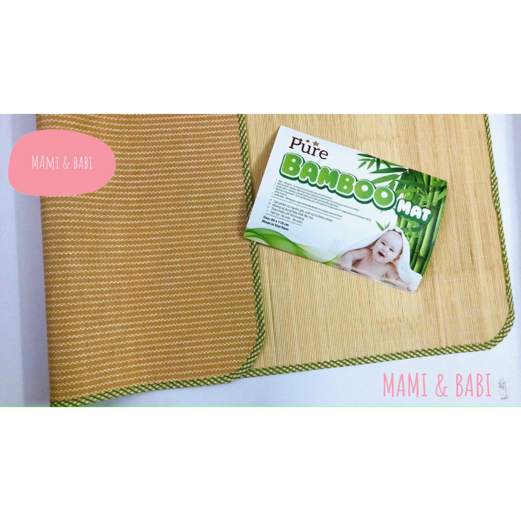 Chiếu tăm tre cho bé cao cấp, chiếu tre điều hòa mát mịn cho bé size 60x110cm - Mami & Babi
