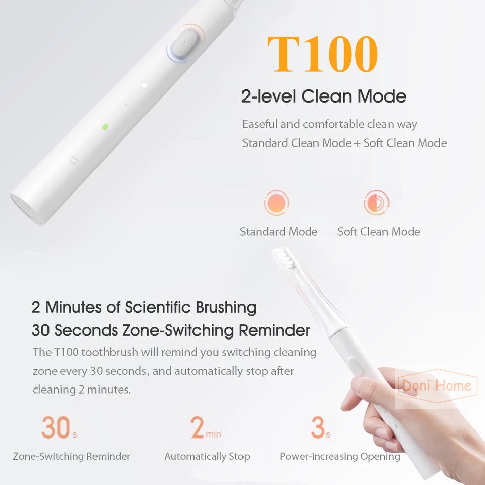 [CHÍNH HÃNG]BÀN CHẢI ĐIỆN Xiaomi Mijia Sonic T100/T300 SẠC PIN - Fullbox - Trắng/ Hồng/Xanh