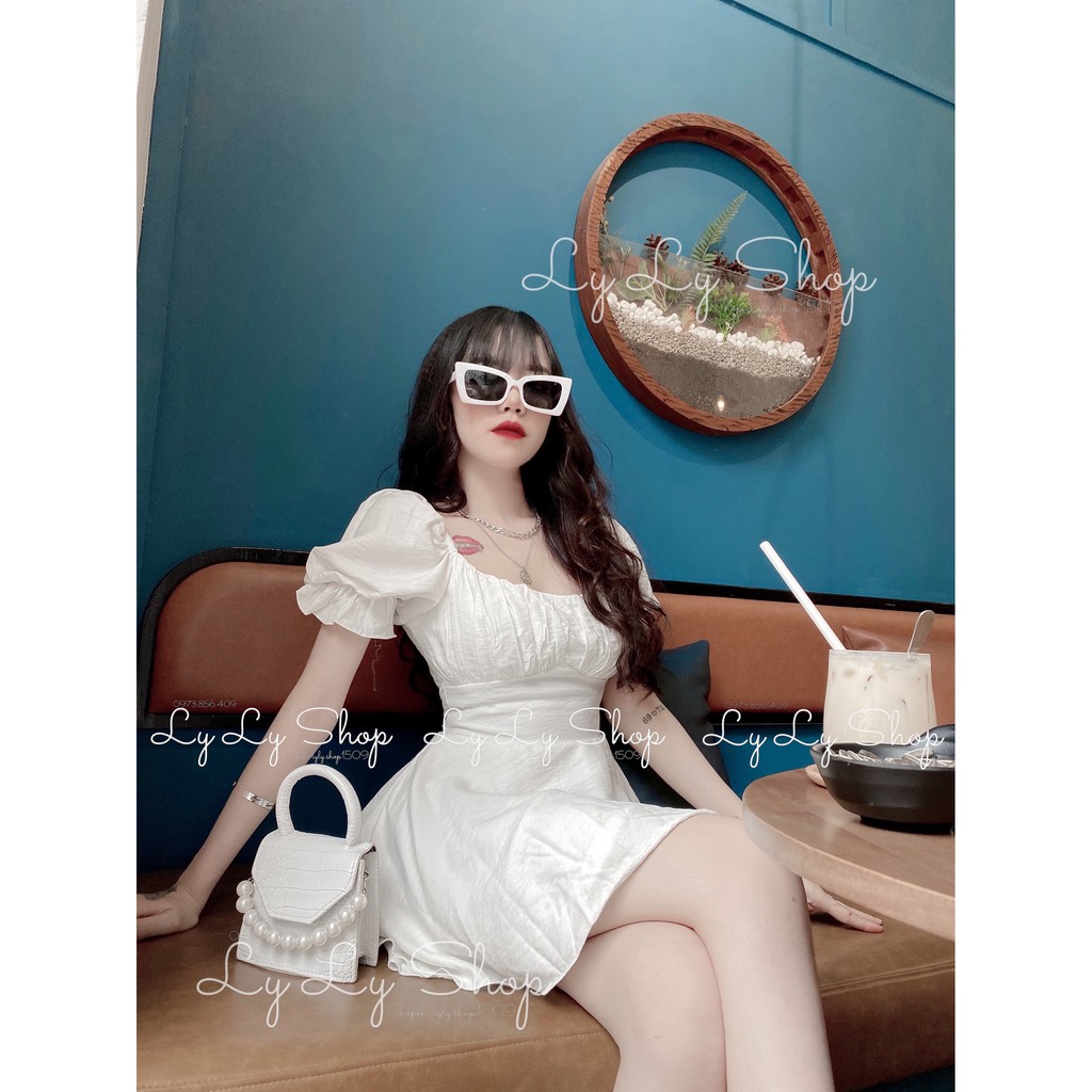 Jumpsuit xếp ly ngực thắt nơ 2 màu trắng/ đen (có bigsize)
