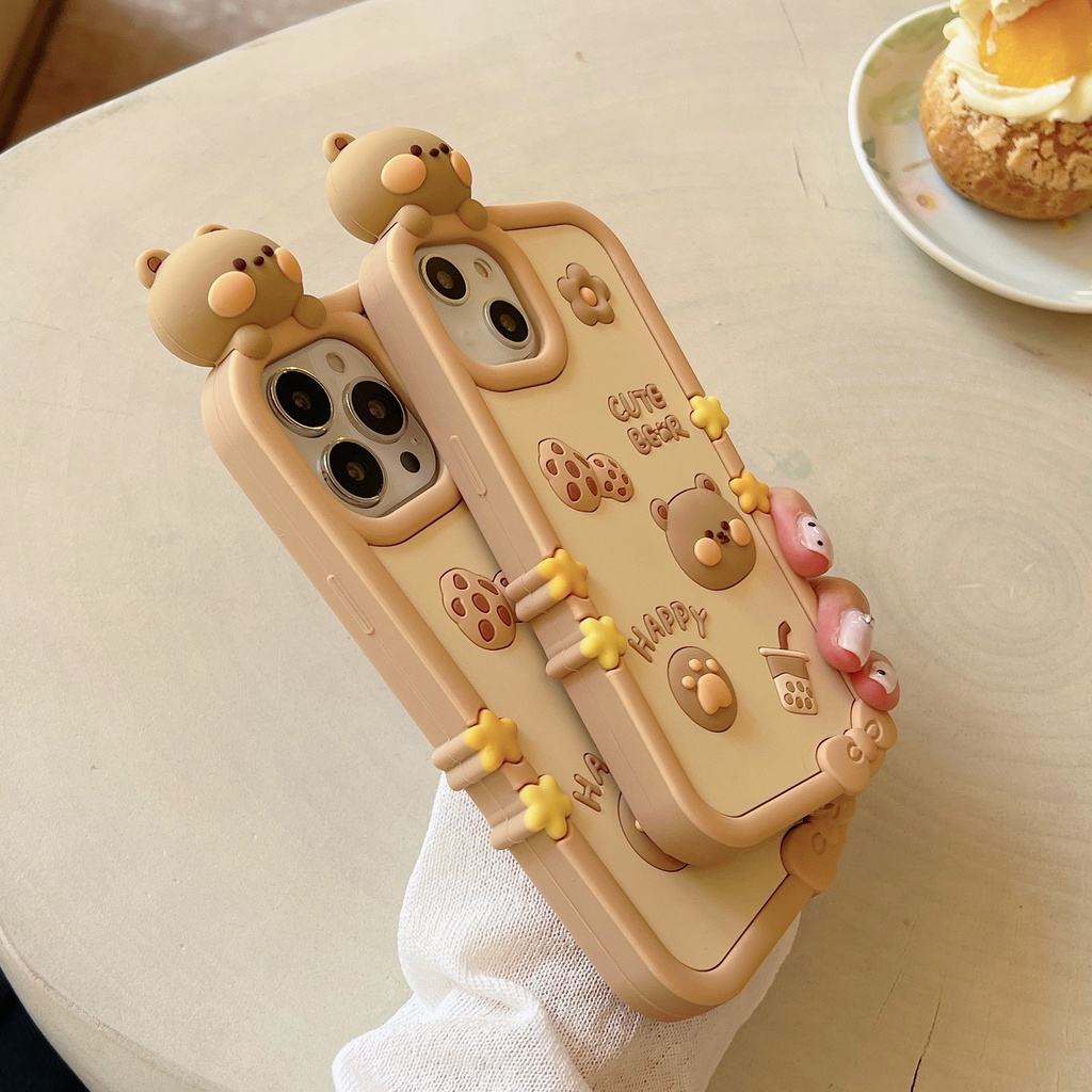 Ốp Điện Thoại Dẻo In Hình Chó Uống Trà Sữa Gấu Hoạt Hình Chống Rơi Vỡ Cho iPhone 14 14pro max 13 12PRO max 11pro max