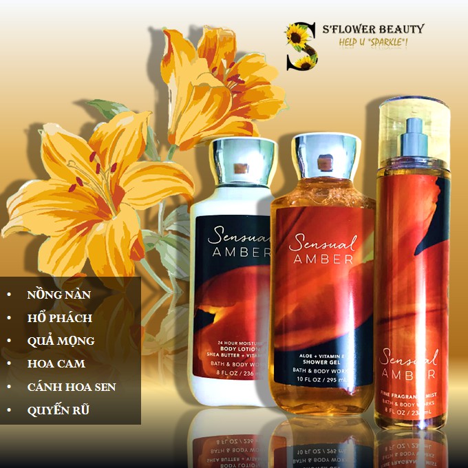 🌻 Sensual Amber | Bộ Sản Phẩm Gel Tắm -  Dưỡng Thể - Xịt Thơm Toàn Thân Bath & Body Work Body Care | BigBuy360 - bigbuy360.vn