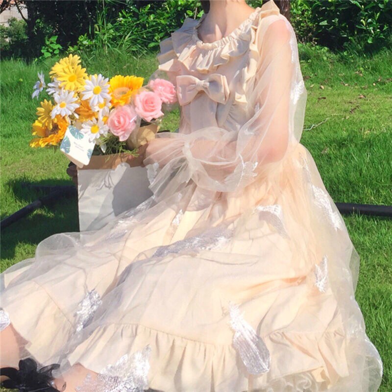 Váy Đầm lolita bồng bềnh có phối lưới trắng mộng mer (Order)