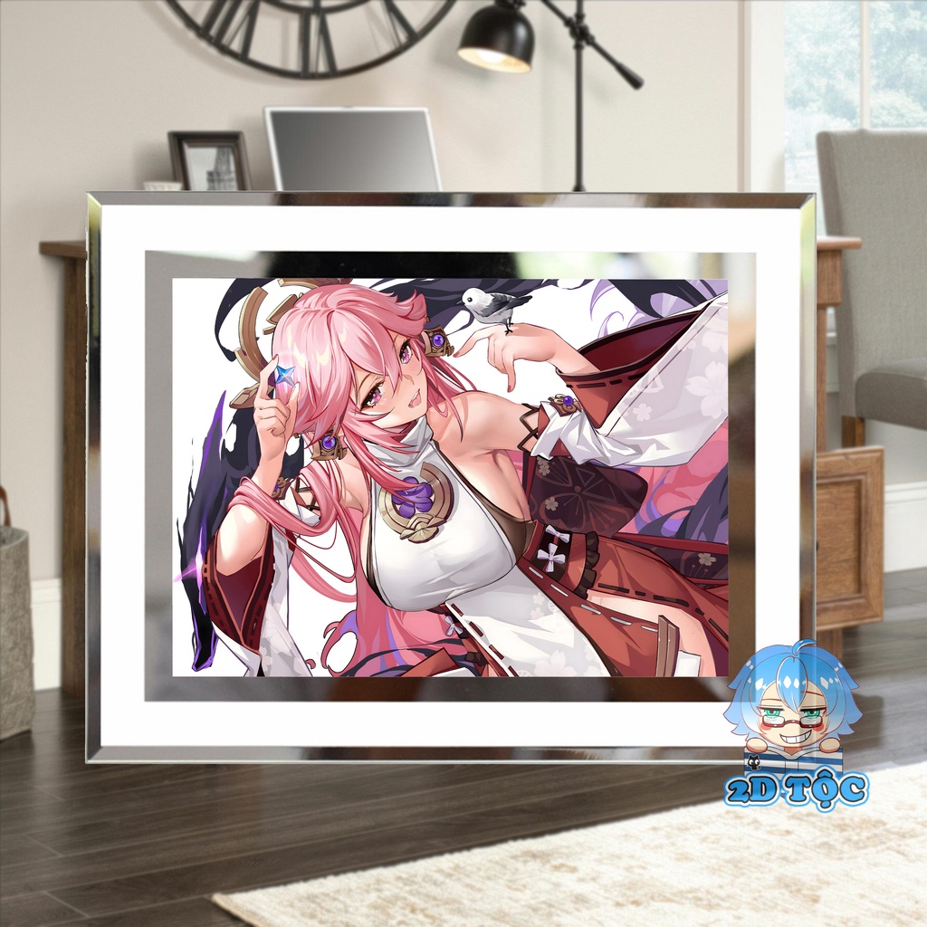 Khung kính Yae Miko (9) game Genshin Impact - để bàn by 2D Tộc Shop