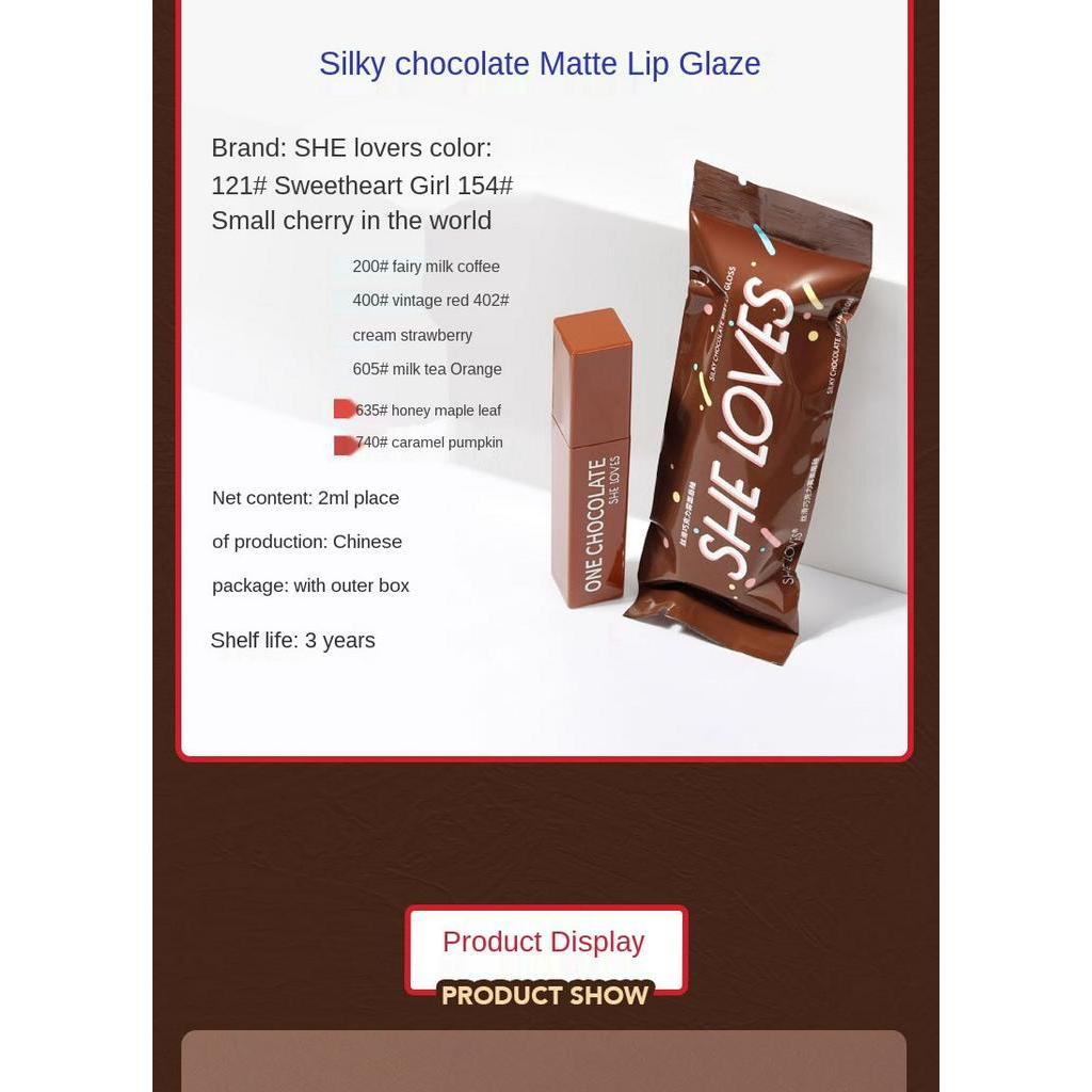 Son bóng lì SHELOVES màu sô cô la lâu trôi dưỡng ẩm