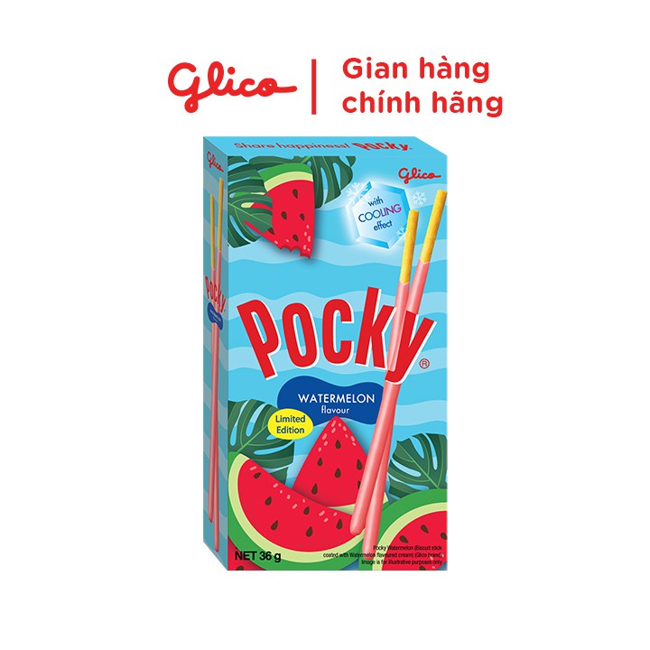 [Mua 50 hộp tặng 10 hộp] bánh que phủ kem dưa dấu GLICO Pocky Dưa Hấu Watermelon Flavour 35G