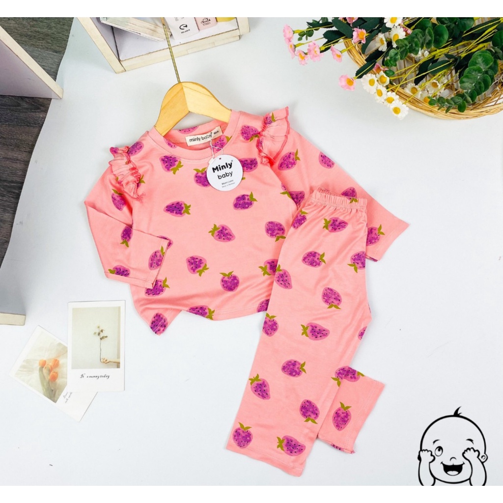 Đồ bộ ngủ bé gái, bộ ngủ dài tay cho bé gái size 5-16KG chất cotton mềm mịn mát