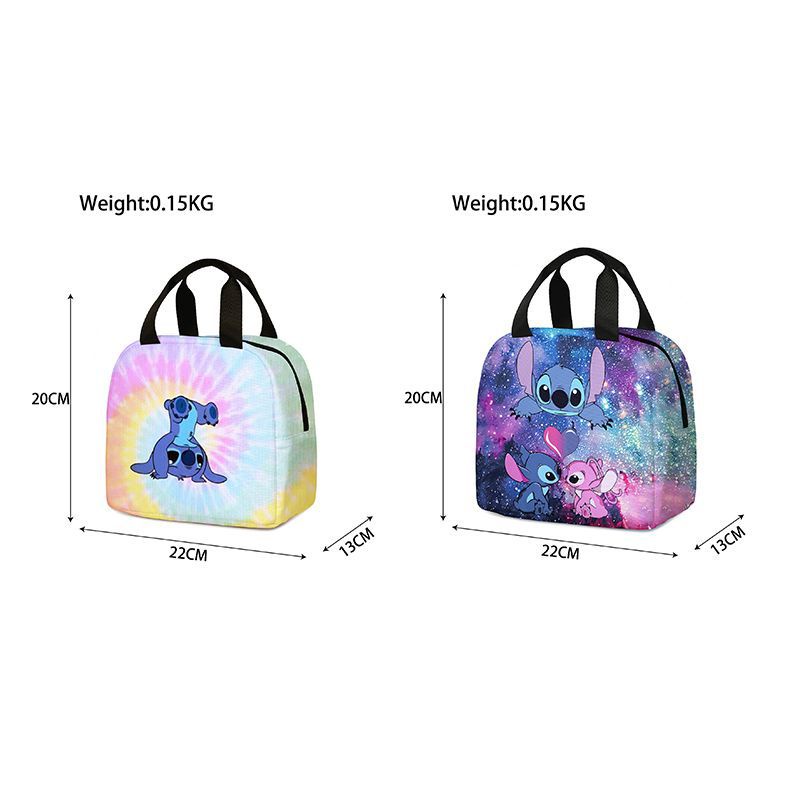 Túi đựng hộp đồ ăn trưa cách nhiệt không thấm nước hình Anime Lilo &amp; Stitch đi dã ngoại/ làm quà tặng cho trẻ em