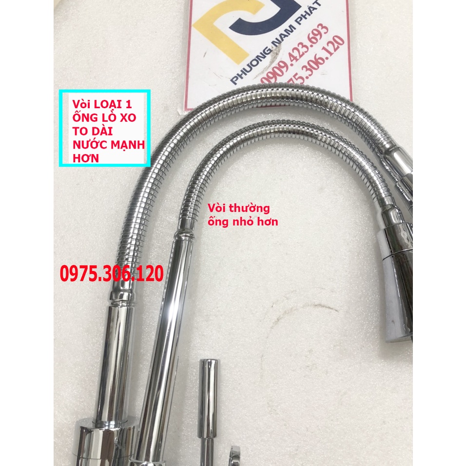 [LOẠI 1-HÀNG ĐÚC] Vòi Rửa Chén Bát Nóng Lạnh đồng thau mạ crom lò xo bẻ được mọi vị trí N4015 Fotar và 2 dây