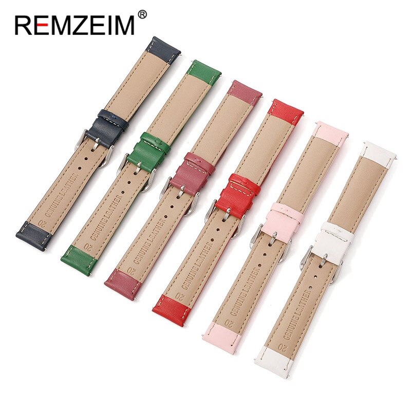 Dây Da Đồng Hồ Đeo Tay 16mm 18mm 20mm 22mm Màu Đỏ