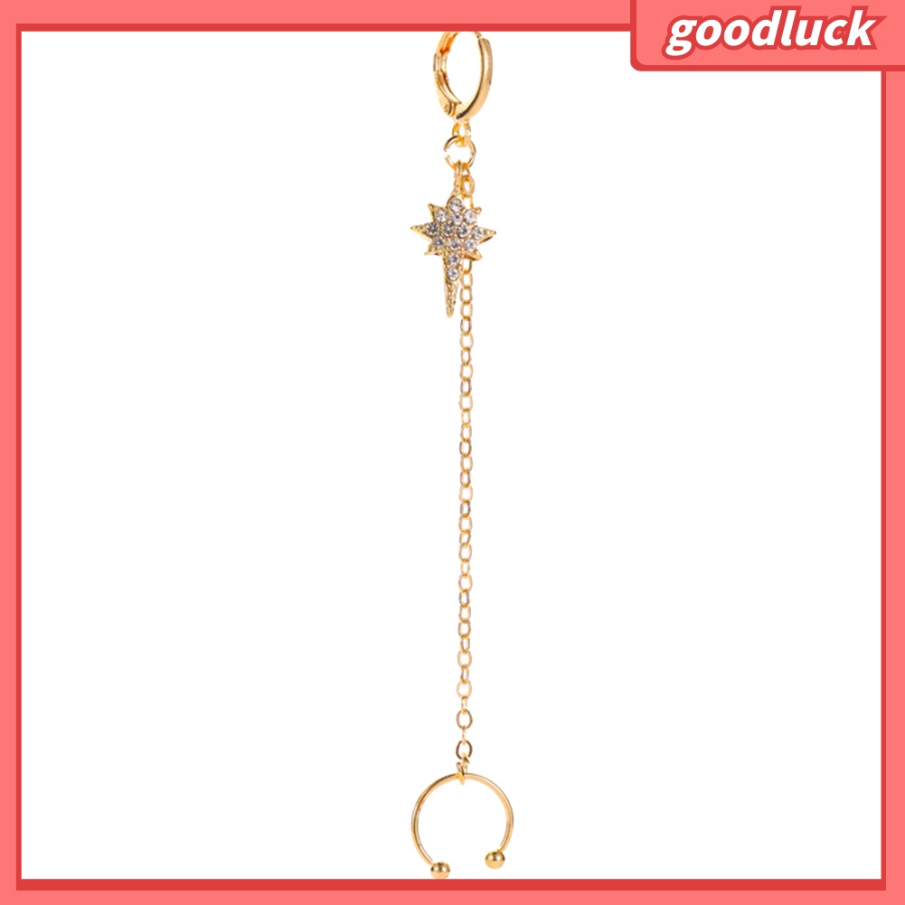 1 Khuyên Vành Tai Dáng Dài Đính Đá Lấp Lánh Thời Trang Cho Nữ